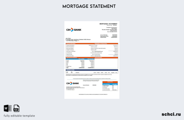цифровая загрузка Morocco Crédit Immobilier et Hôtelier, выписка по ипотеке, шаб